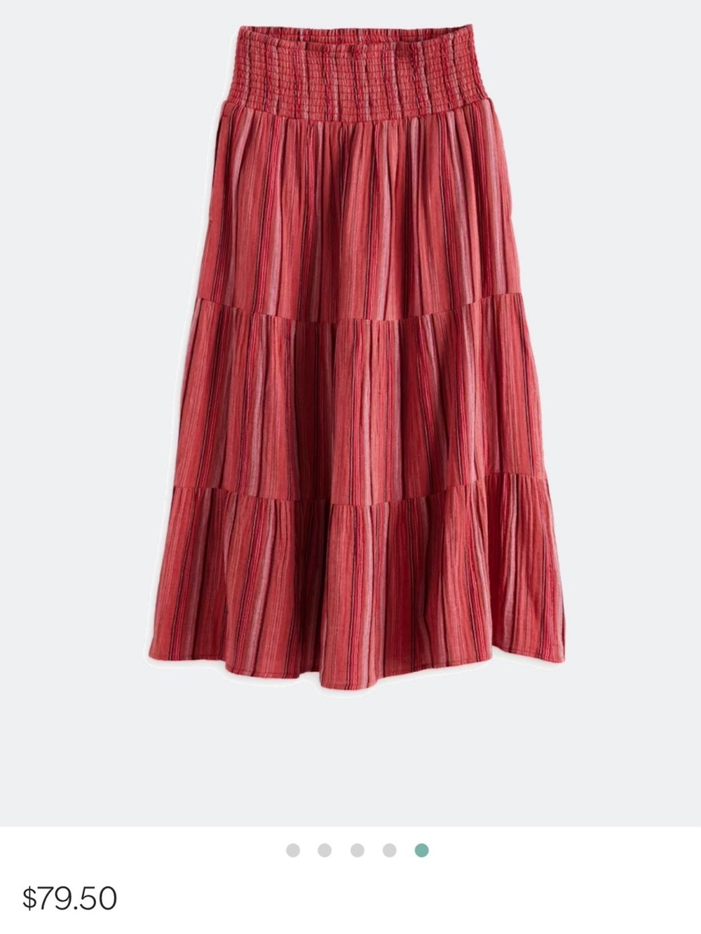 Flag & Finn Tiered Boho Skirt | Pink Red Stripe with pockets | Size M